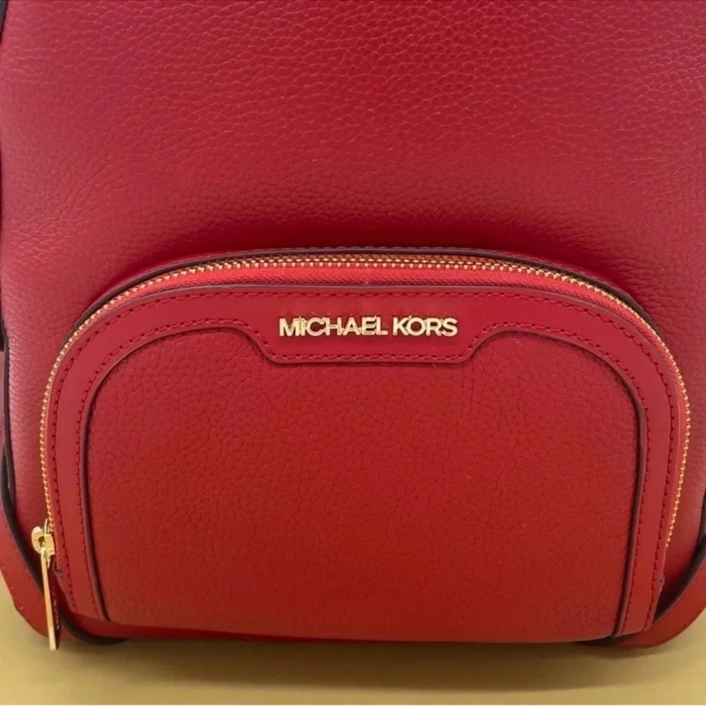 Michael Kors Medium Jaycee Backpack Red/Gold - Picture 6 of 13
